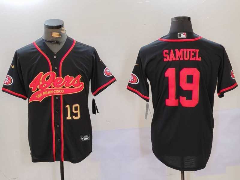 Men%27s San Francisco 49ers#19 Deebo Samuel Black With Patch Cool Base Stitched Baseball Jerseys